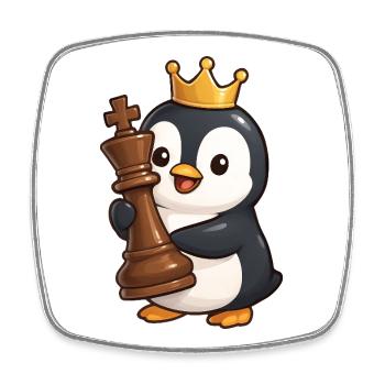Cute Penguin Chess Figure King Queen Brain Teaser - Square fridge magnet - white - Front