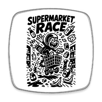 Supermarket Race Kids Funny - Square fridge magnet - white - Front