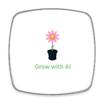 Fleur AI en pot - Magnet carré - blanc - Devant