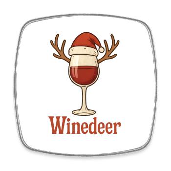 Winedeer Rentier Lustiger Wein Spruch Weihnachten - Viereckiger Kühlschrankmagnet - Weiß - Vorne