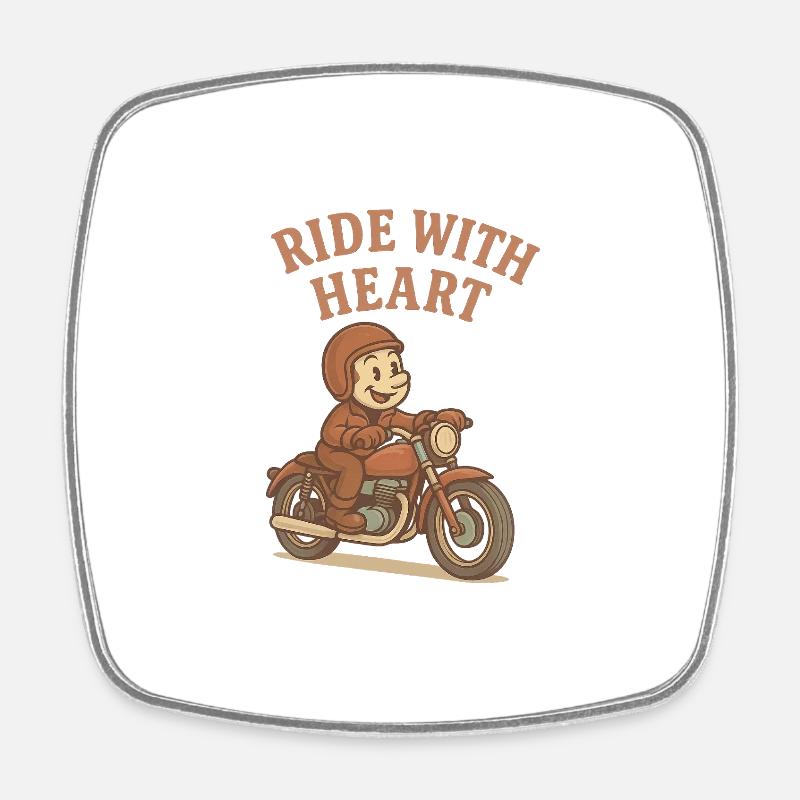 Ride With Heart Moto - Square fridge magnet - white