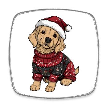 Golden Retriever Dog Christmas Funny - Square fridge magnet - white - Front