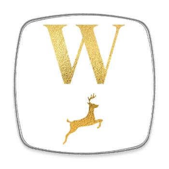 Buchstabe w Goldener Hirsch - Geschenkidee - Viereckiger Kühlschrankmagnet - Weiß - Vorne