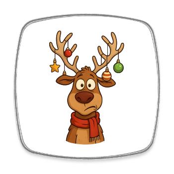 Hirsch Rudolph Frohe Weihnachten süß - Viereckiger Kühlschrankmagnet - Weiß - Vorne