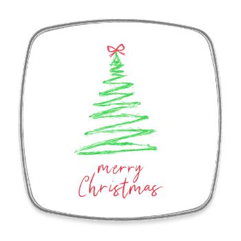Style de brosse arbre de Noël vert - Magnet carré - blanc - Devant