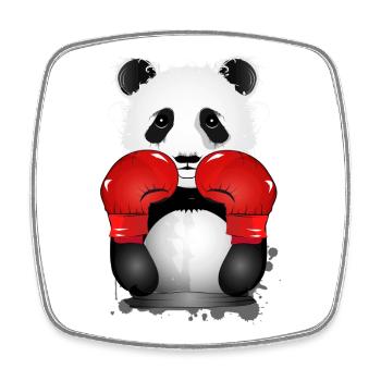 Boxender Panda – Lustiges Graffiti Stil Tiermotiv - Viereckiger Kühlschrankmagnet - Weiß - Vorne