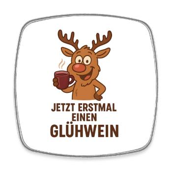 Vin chaud Cerf Rudolph Joyeux Noël Doux - Magnet carré - blanc - Devant