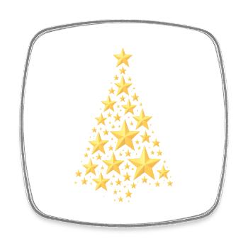 WEIHNACHTSBAUM MIT STERNEN - Viereckiger Kühlschrankmagnet - Weiß - Vorne