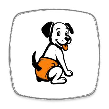 Kindermotiv: Hundewelpe mit oranger Windel - Viereckiger Kühlschrankmagnet - Weiß - Vorne
