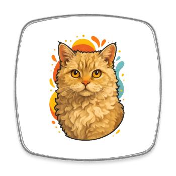 Selkirk Rex Katze in bunter Pop Art - Viereckiger Kühlschrankmagnet - Weiß - Vorne