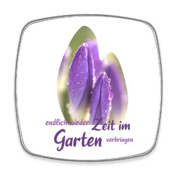 Zeit im Garten Lila Blütenzauber Frühlingsblüher - Viereckiger Kühlschrankmagnet - Weiß - Vorne