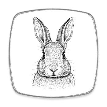Rabbit Bunny - Square fridge magnet - white - Front