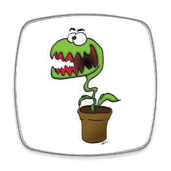 Potted Plant Monster - Square fridge magnet - white - Front