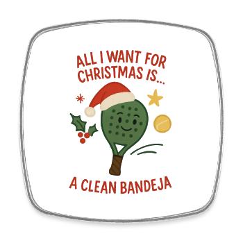 Tout ce que je veux pour Noël Bandeja ... Noël de padel - Magnet carré - blanc - Devant