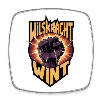 Willpower wins - Square fridge magnet - white - Front