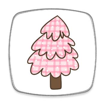 Rosa Weihnachtsbaum – Süßes Karo Weihnachten  - Viereckiger Kühlschrankmagnet - Weiß - Vorne