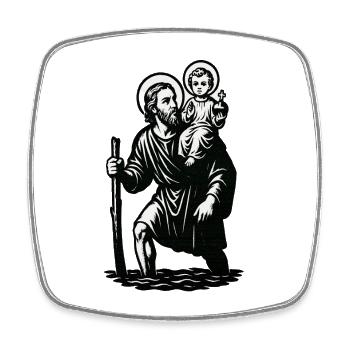 St Joseph mit Jesuskind | Christophorus - Viereckiger Kühlschrankmagnet - Weiß - Vorne