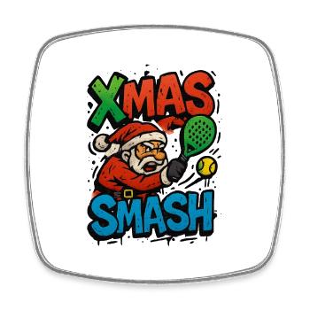 Xmas Smash Santa Padel - Viereckiger Kühlschrankmagnet - Weiß - Vorne