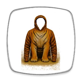 Tiger Hoodie Illustration - Square fridge magnet - white - Front
