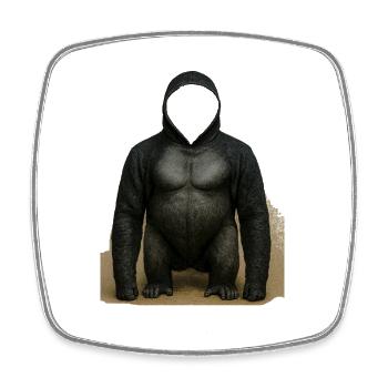 Shadow Gorilla Hoodie Design - Square fridge magnet - white - Front