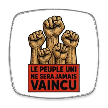 The united people will never be defeated - Square fridge magnet - white - Front