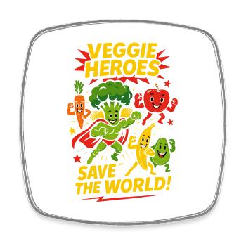 Veggie Heroes für Veganer, Vegetarier und Feinschmecker - Viereckiger Kühlschrankmagnet - Weiß - Vorne