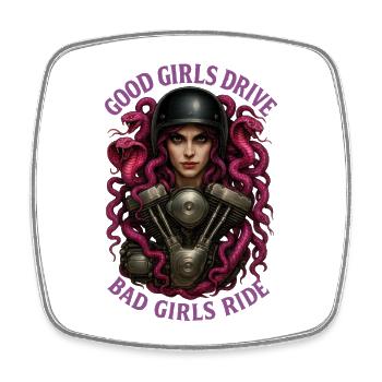 Bad Girls Ride – Pink Dreadlock Mechanic - Square fridge magnet - white - Front