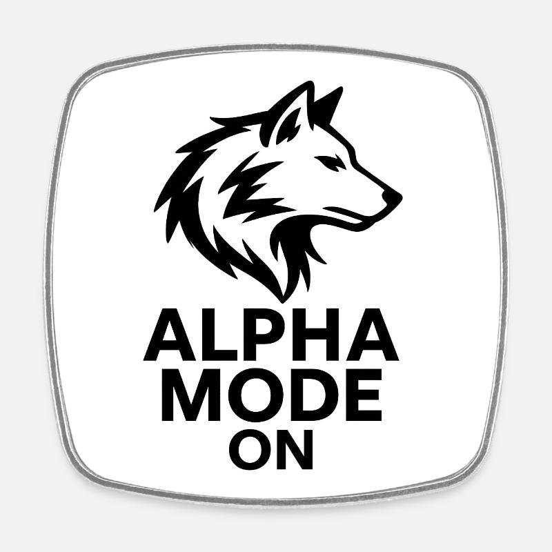 Alpha Mode On - Square fridge magnet - white
