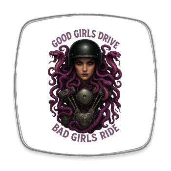Medusa Biker Bad Girls Ride - Square fridge magnet - white - Front