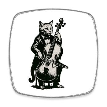 Violoncelliste chat en smoking - Magnet carré - blanc - Devant