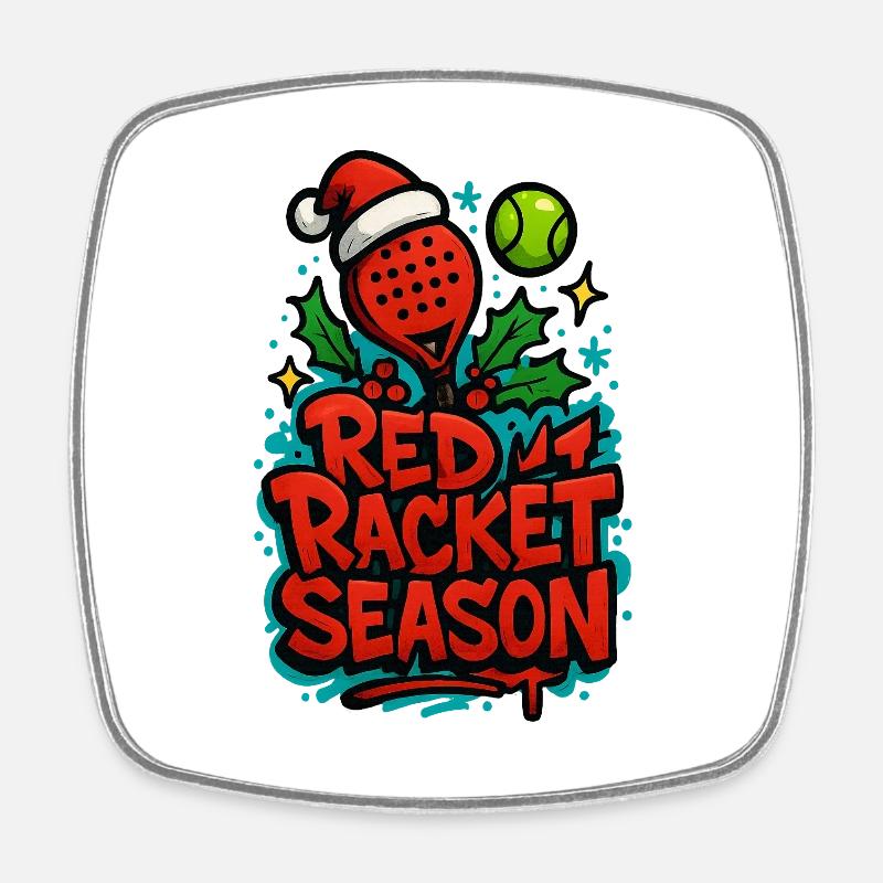 Red Padel Racket Season - Square fridge magnet - white