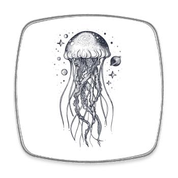 Cosmic Jellyfish – Mystic Ocean Illustration - Square fridge magnet - white - Front
