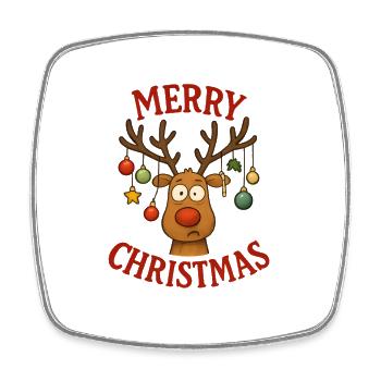 Hirsch Rudolph Frohe Weihnachten süß - Viereckiger Kühlschrankmagnet - Weiß - Vorne