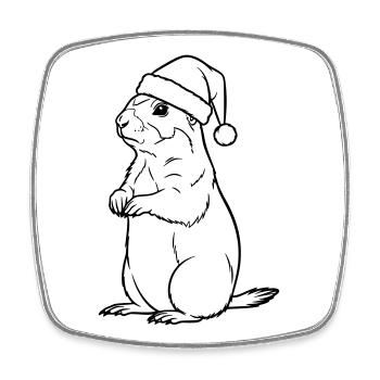 Christmas Meerkat with Hat – Cute Design - Square fridge magnet - white - Front