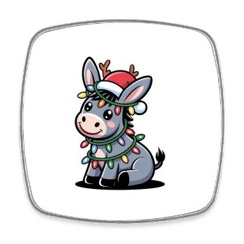 Esel Elfe Weihnachten - Viereckiger Kühlschrankmagnet - Weiß - Vorne