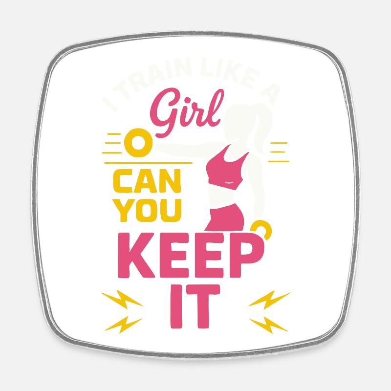 Girl Power Gym Tee - Square fridge magnet - white