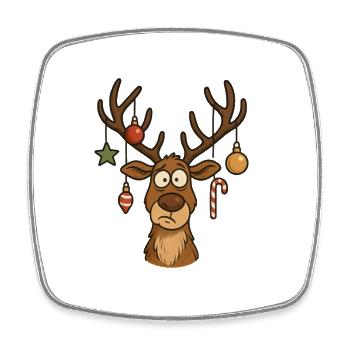 Hirsch Rudolph Frohe Weihnachten süß - Viereckiger Kühlschrankmagnet - Weiß - Vorne