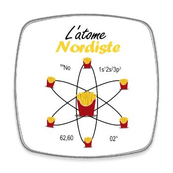 Cadeau Atome Nordiste Fierté Ch'ti Science Emblème - Magnet carré - blanc - Devant