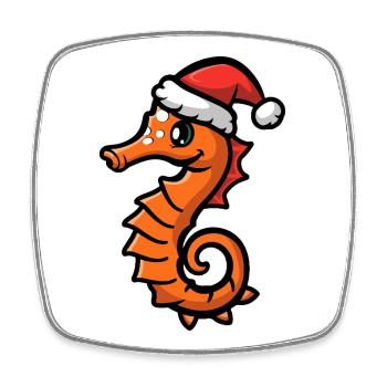 Seepferd Weihnachten - Viereckiger Kühlschrankmagnet - Weiß - Vorne