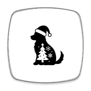 Two snowflakes on black - Square fridge magnet - white - Front