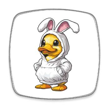 Mignon poussin en costume de lapin - Magnet carré - blanc - Devant