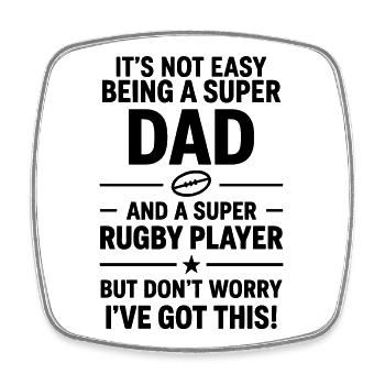 Super Dad Rugby Funny Dad Gift - Square fridge magnet - white - Front