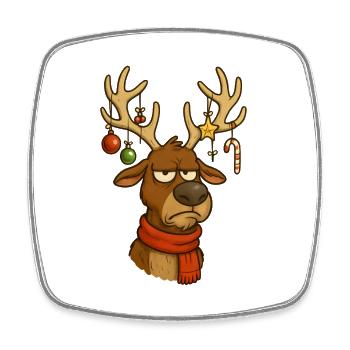 Annoyed reindeer at Christmas - Square fridge magnet - white - Front
