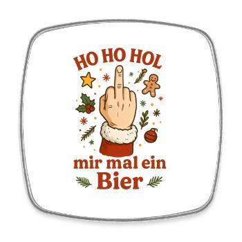Ho ho hol mir mal ein Bier Weihnachten - Viereckiger Kühlschrankmagnet - Weiß - Vorne