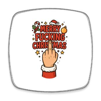 Mittelfinger Merry Fucking Christmas - Viereckiger Kühlschrankmagnet - Weiß - Vorne