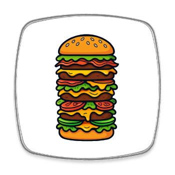 Burger groß XXL - Viereckiger Kühlschrankmagnet - Weiß - Vorne