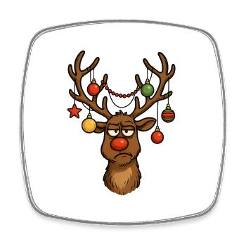Hirsch Rudolph Merry Christmas - Square fridge magnet - white - Front