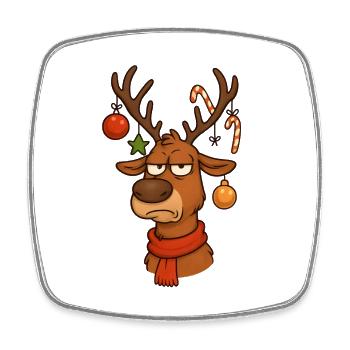 Hirsch Rudolph Merry Christmas - Square fridge magnet - white - Front