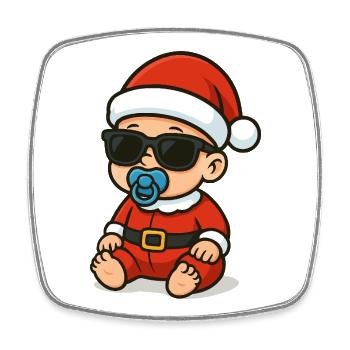 Baby Santa with sunglasses - Square fridge magnet - white - Front