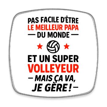 Volleyball – Super Papa Volleyeur - Magnet carré - blanc - Devant